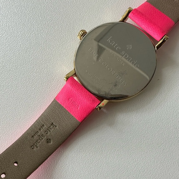 💕♠️ Kate Spade hot neon pink dot watch. Used in good. No box/battery. - Picture 4 of 6